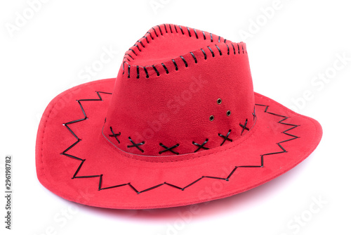 Redcolor hat isolated on white. Beautiful cream/ light brown women’s/men’s hat. Side view. Isolated on white background.
