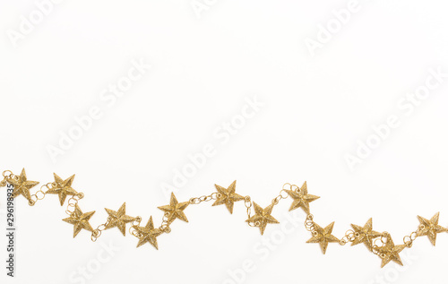 Gold star string on a white background