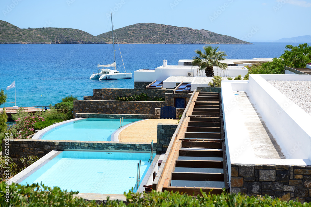 The beach at luxury hotel, Crete, Greece