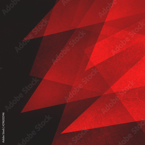 Abstract red and black background with texture and triangle shapes layered in modern art style geometric pattern