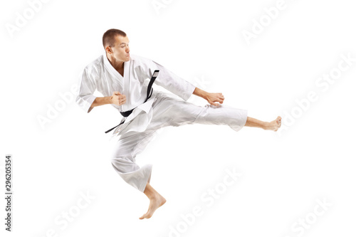 man exercising karate