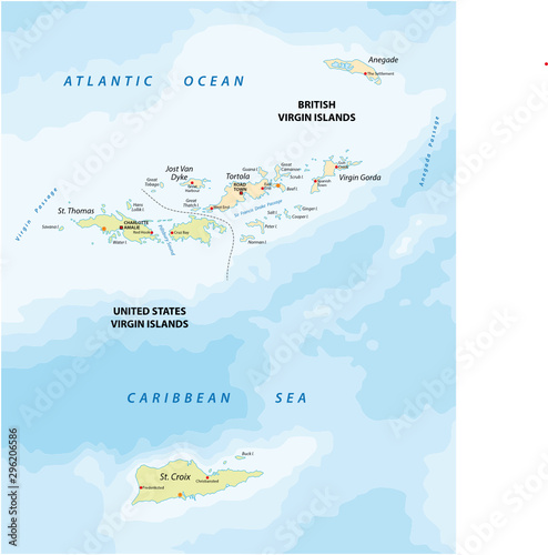 united states and british virgin islands vector map