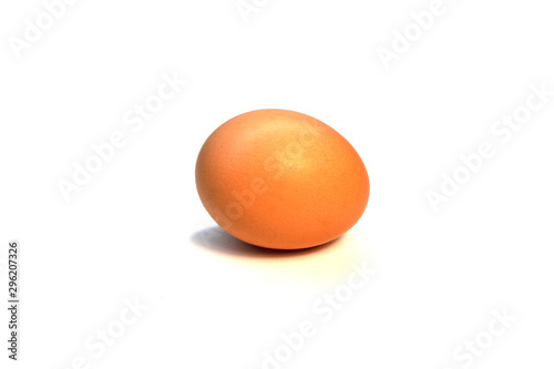 One chicken egg on a white background