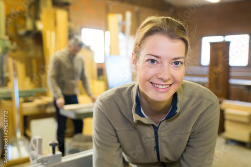 portrait of female carpenter in workshop