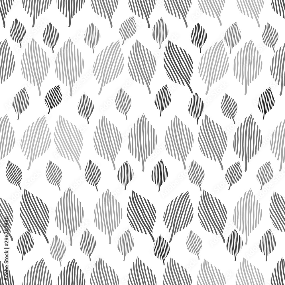 monochrome repeating leaf design seamless modern pattern