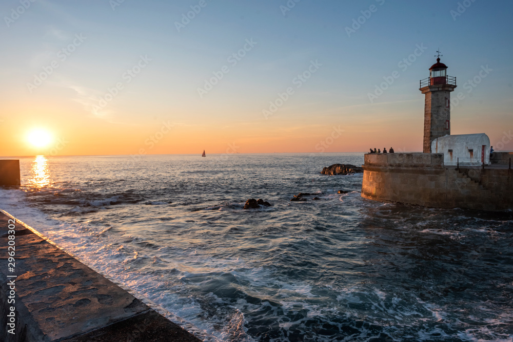 Sunset at Douro mouth lighthouse