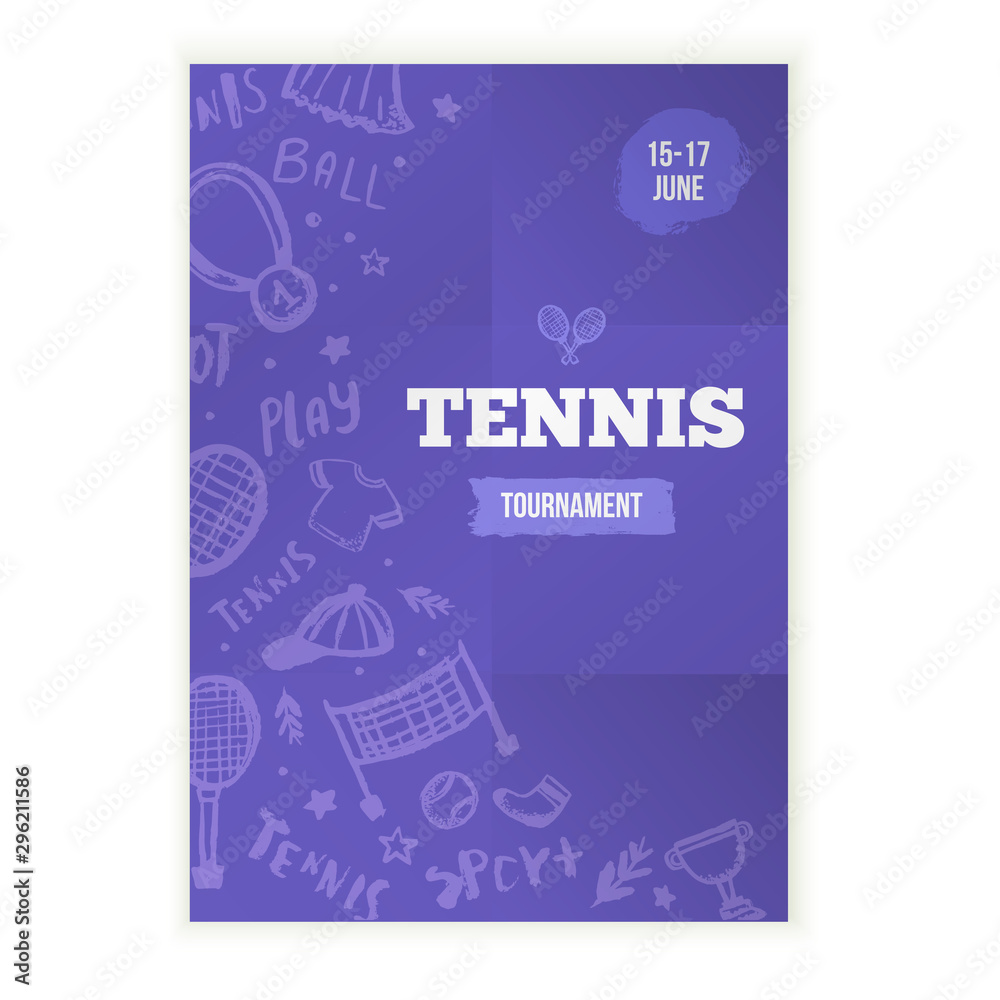 Fototapeta Tennis Poster in grunge style, modern flyer, Tournament template, game layout