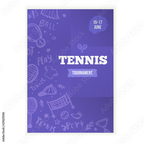 Tennis Poster in grunge style, modern flyer, Tournament template, game layout