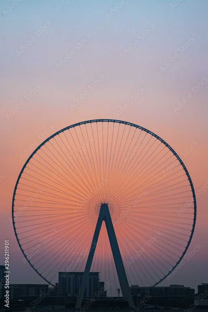 Dubai wheel at sunset Dubai wheel at sunset