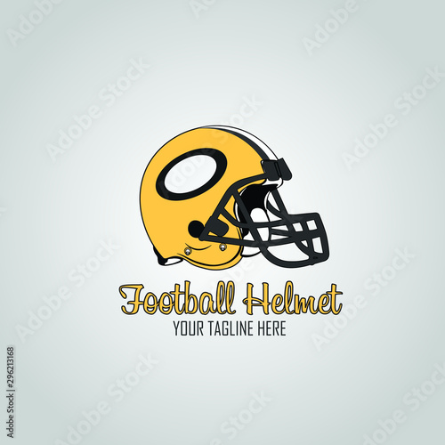 American football helmet vector illustration with yellow color concept. American soccer helmet.