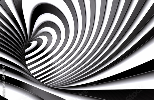 Abstract spiral background in black and white pattern.Abstract tunnel or infinite hole in concept of vertigo