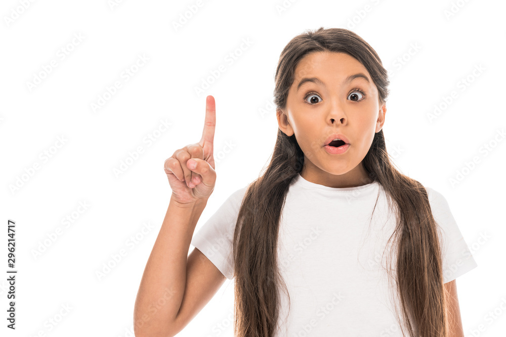 cute kid gesturing while having idea isolated on white cute kid gesturing while having idea isolated on white