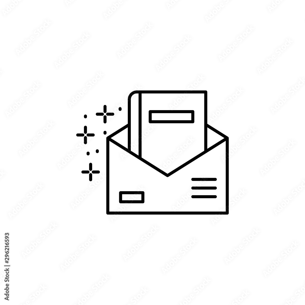 Mail, book icon. Simple line, outline vector of online educationa icons for ui and ux, website or mobile application Mail, book icon. Simple line, outline vector of online educationa icons for ui and ux, website or mobile application