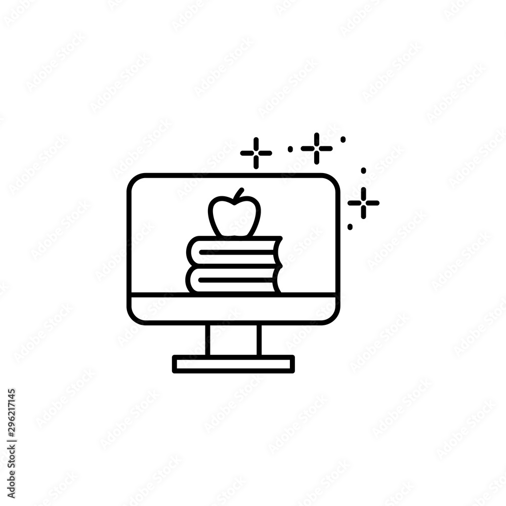 Monitor, apple, books icon. Simple line, outline vector of online educationa icons for ui and ux, website or mobile application Monitor, apple, books icon. Simple line, outline vector of online educationa icons for ui and ux, website or mobile application