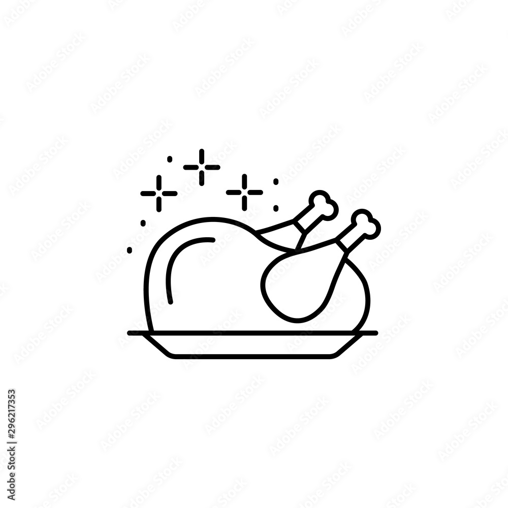 Turkey, cooked icon. Simple line, outline vector of Thanksgiving day icons for ui and ux, website or mobile application Turkey, cooked icon. Simple line, outline vector of Thanksgiving day icons for ui and ux, website or mobile application