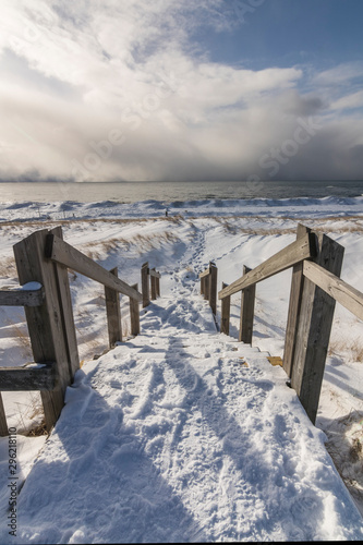 stairs to frozen beach © Walter E Elliott