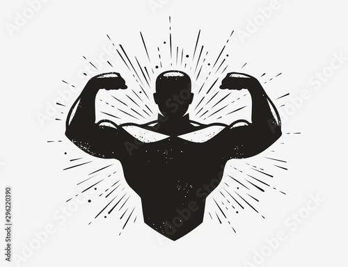 Gym, champion logo or label. Sport symbol. Vector illustration