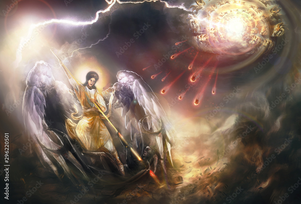 Saint Archangel Michael kills Lucifer Stock Illustration Adobe Stock