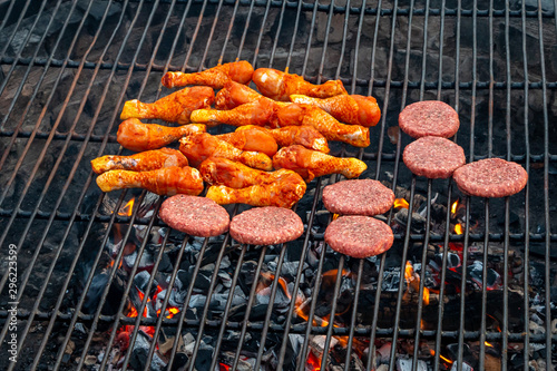 Fresh meat ready to being prepared on the barbecue, picture taken in Belgium nearby Gemmenich photo