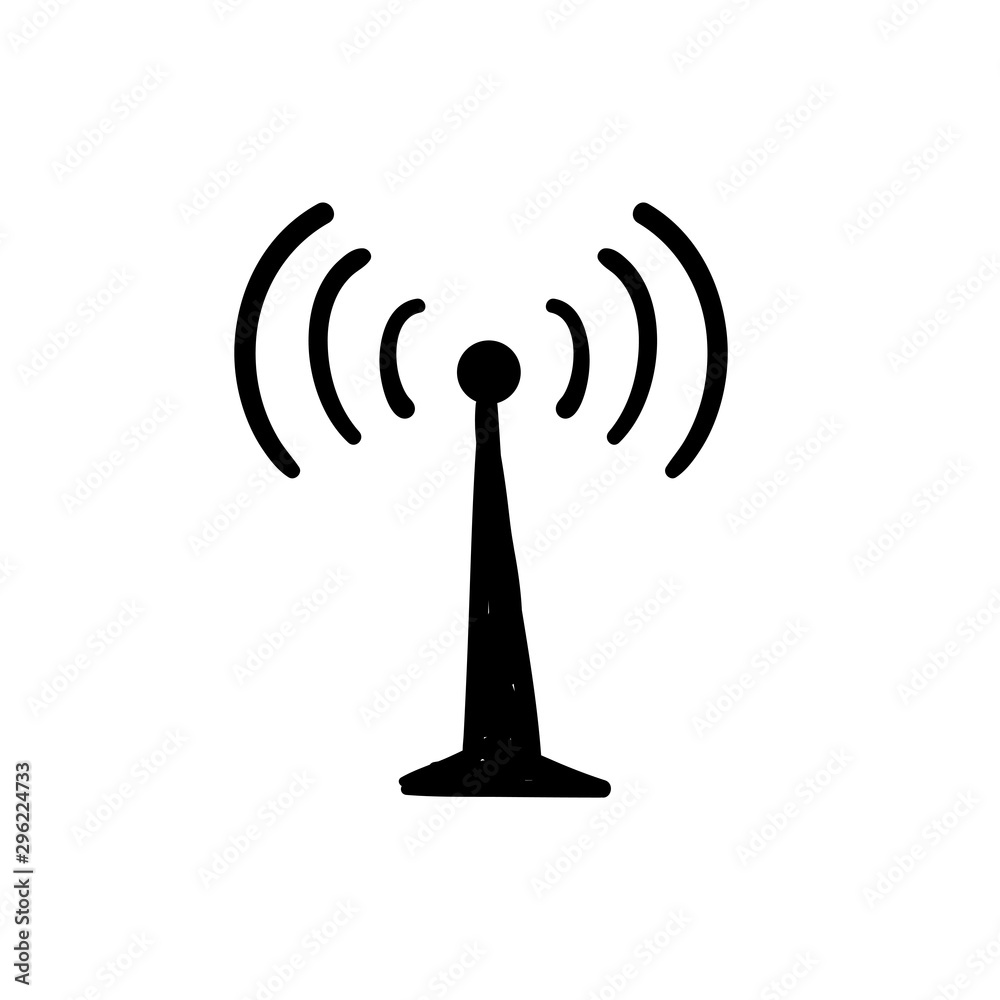 radio signals waves and light rays, radar, wifi, antenna and satellite signal symbols handdrawn doodle style vector radio signals waves and light rays, radar, wifi, antenna and satellite signal symbols handdrawn doodle style vector