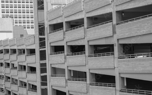 parallel line parking garage black and white