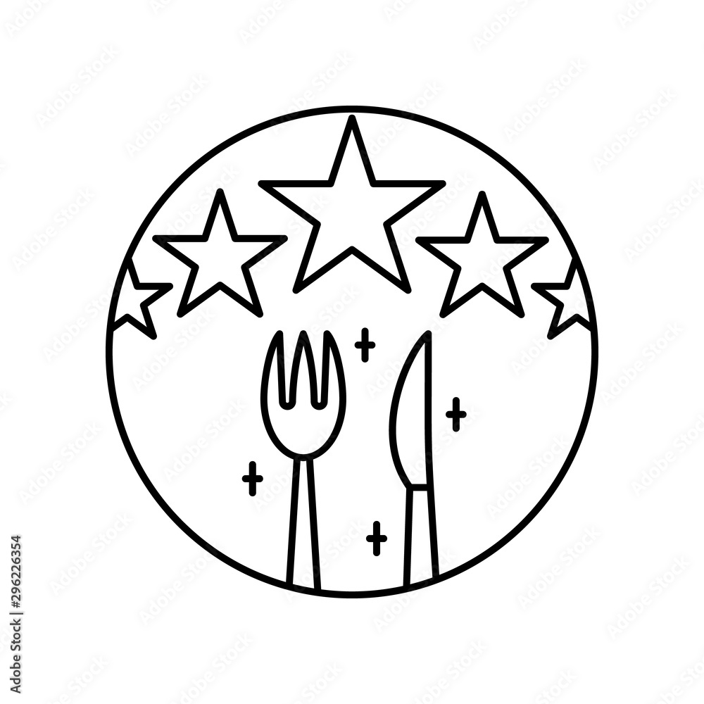 Obraz premium Stars, fork, knife, rating icon. Simple line, outline vector of take away icons for ui and ux, website or mobile application