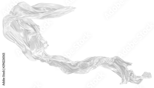 Abstract background of white wavy silk or satin with metal stripes. 3d rendering image. © Andrey Shtepa