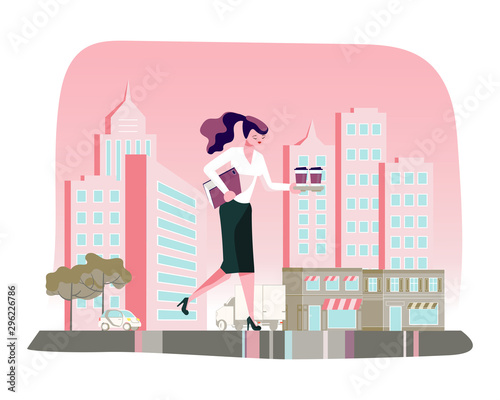 Woman with coffee to go