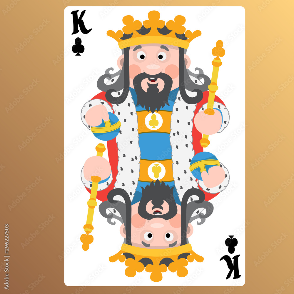 King of clubs. Playing cards with cartoon cute characters.