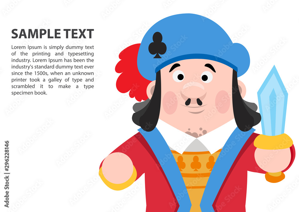 Jack of clubs. Playing cards with cartoon cute characters. Background with a zone for text and a funny character. Jack of clubs. Playing cards with cartoon cute characters. Background with a zone for text and a funny character.