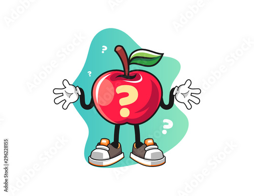Apple confused mascot design vector. Cartoon character illustration for business, t shirt, sticker.