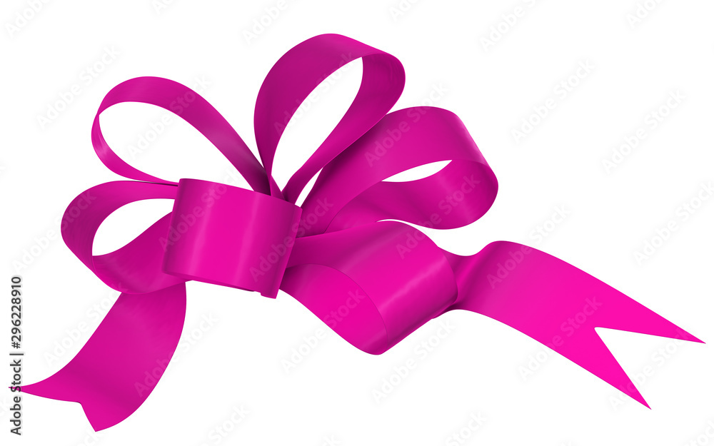 Magenta ribbon bow on white background Magenta ribbon bow on white background