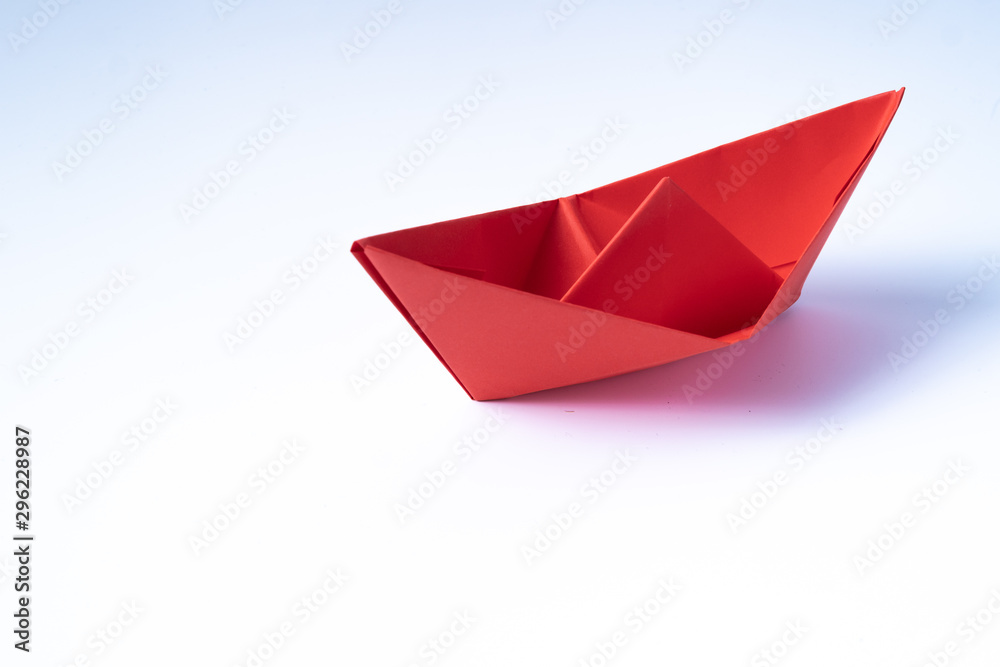 origami red paper boat