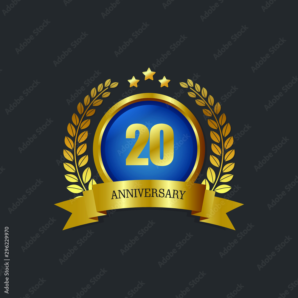 Naklejka premium 20 Year Anniversary Vector Template Design Illustration