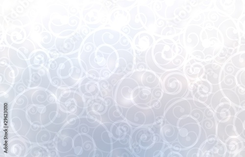 Loops white blue subtle background. Plexus simple pattern. Pastel abstract transparent texture. Light curls graphic.