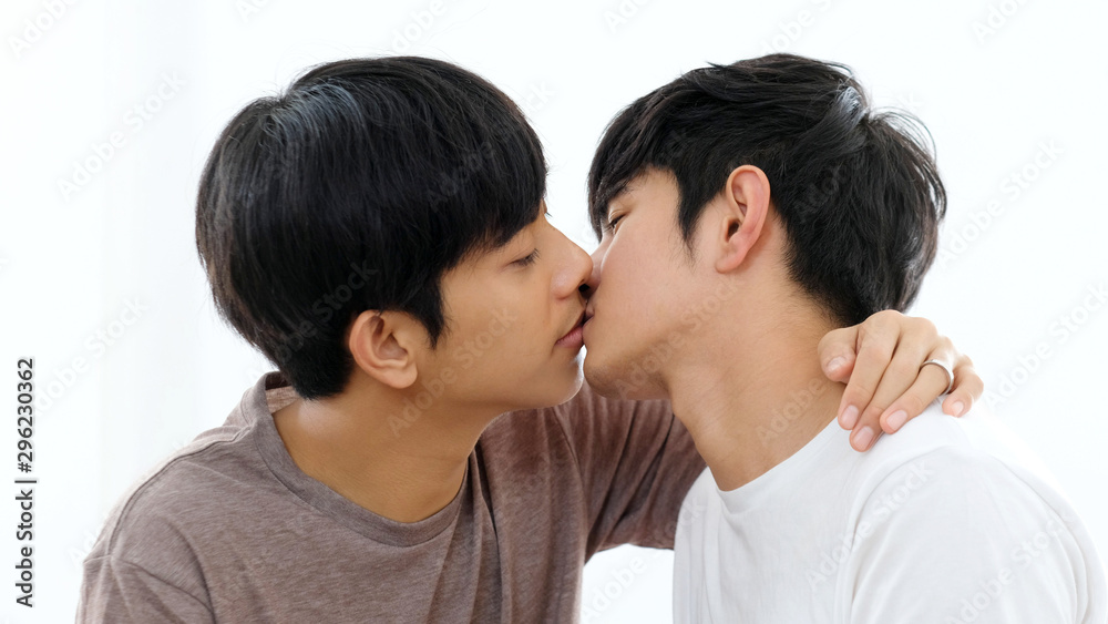 Close up of young asian gay couple kissing, Asia lgbtq, homosexual love  expression lifestyle, love win pride concept Stock Photo | Adobe Stock
