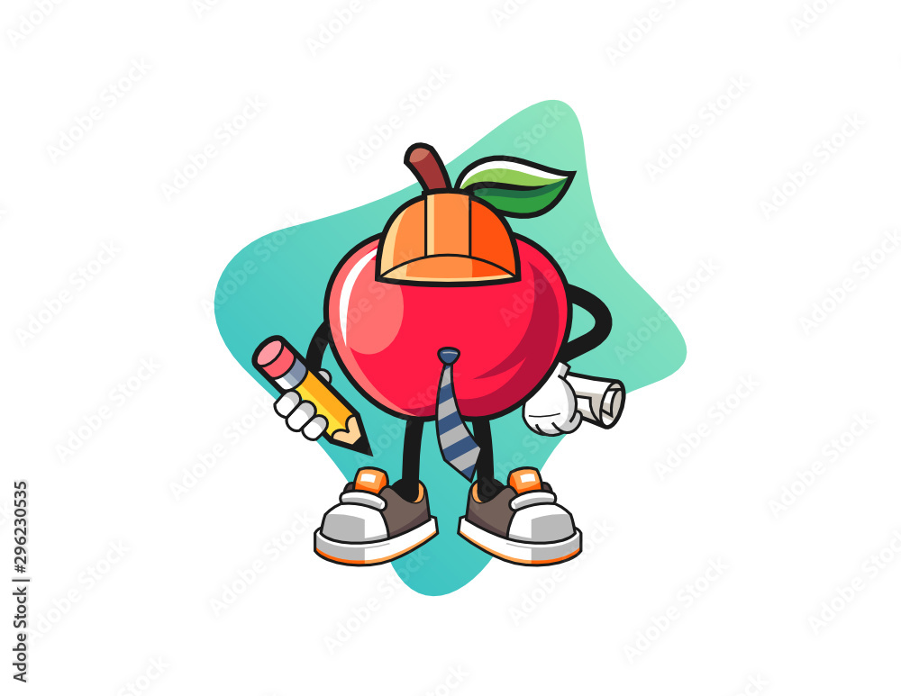 Apple architect mascot design vector. Cartoon character illustration for business, t shirt, sticker. Apple architect mascot design vector. Cartoon character illustration for business, t shirt, sticker.