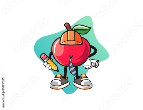 Apple architect mascot design vector. Cartoon character illustration for business, t shirt, sticker.
