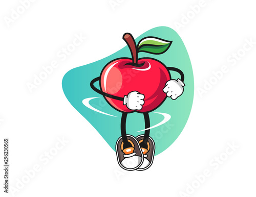 Apple spinning mascot design vector. Cartoon character illustration for business, t shirt, sticker.