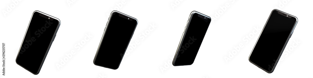 3D Illustration Realistic smartphone mockup. Cellphone frame with blank display isolated templates, phone different angles views. 3D Rendering mobile device concept 3D Illustration Realistic smartphone mockup. Cellphone frame with blank display isolated templates, phone different angles views. 3D Rendering mobile device concept