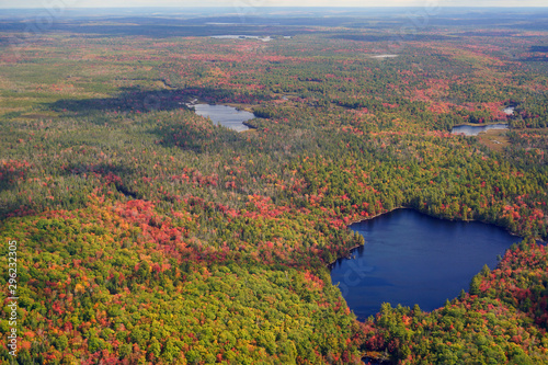 Aerial view of foliage colors over Nova Scotia near Halifax