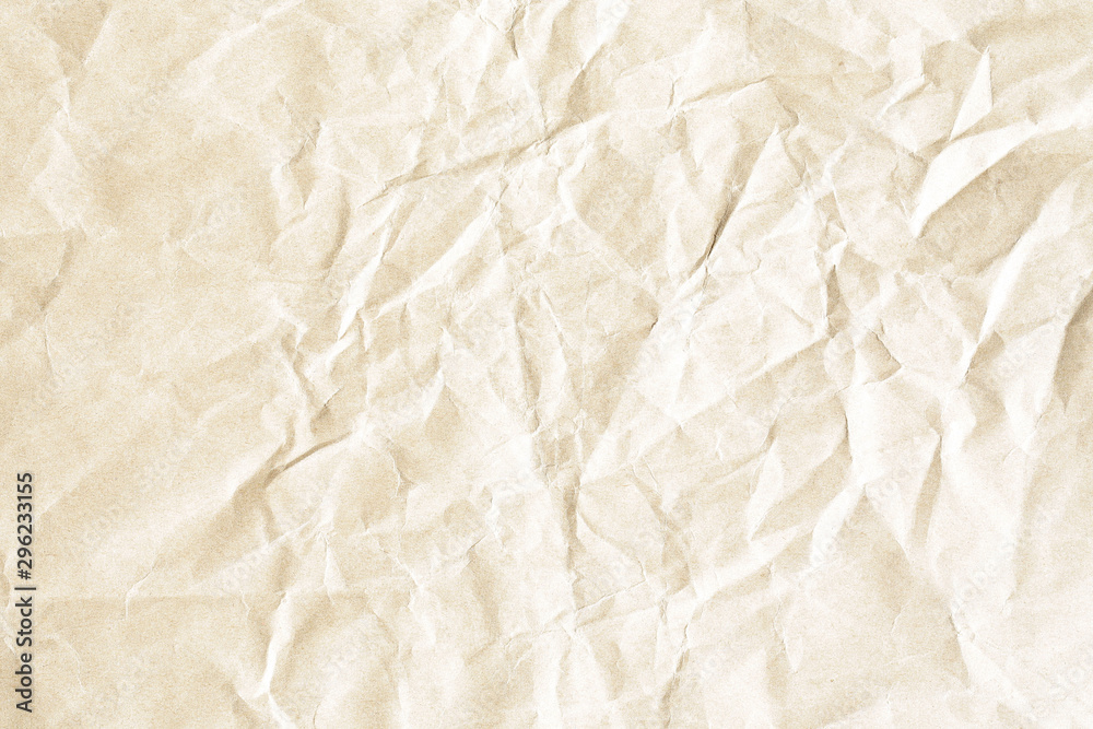Soft brown crumpled winkle detail background paper texture - obrazy, fototapety, plakaty 