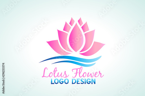 Logo beautiful lotus flower spa massage id card business