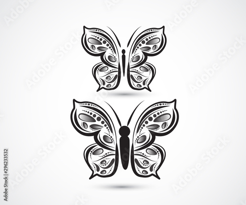 Butterfly set mandala art logo vector image design template