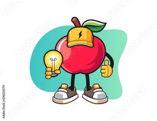 Apple electrician mascot design vector. Cartoon character illustration for business, t shirt, sticker.