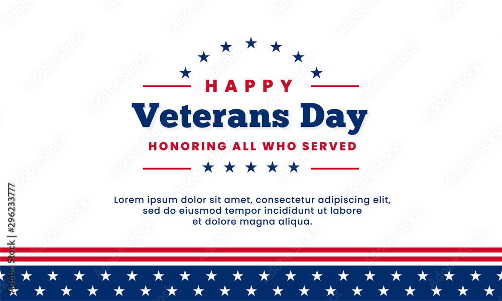 Happy Veteran's Day Design With Circular American Flag And