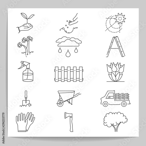 Set of gardening , vector icons .