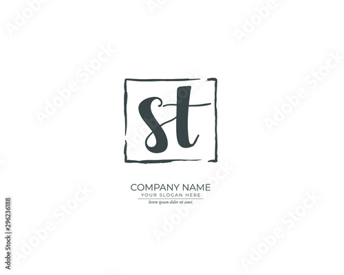 S T ST Initial handwriting logo design. Beautyful design handwritten logo for fashion, team, wedding, luxury logo.