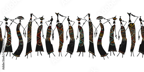 African women with jugs, seamless pattern for your design