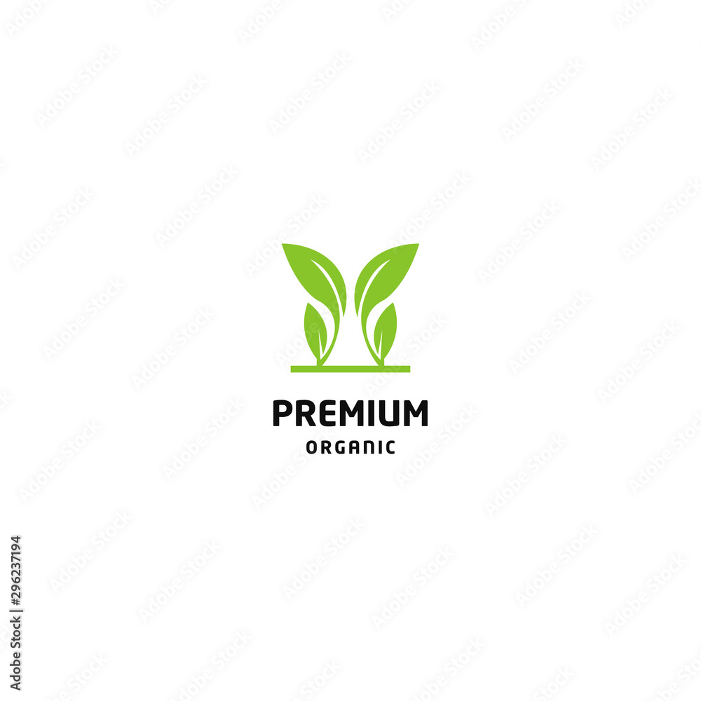 A logo with leaf element vector design 